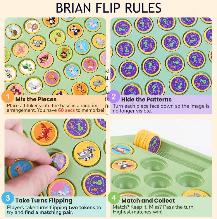 BrainFlip™ – Match Animals & Fruits for Endless Family Fun