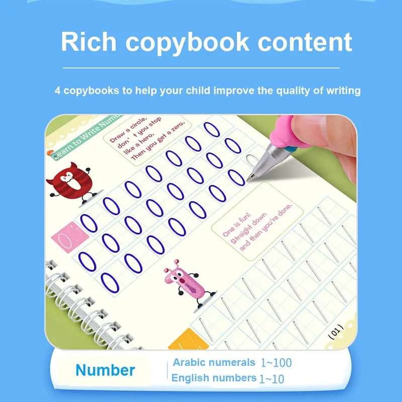 📋 Winley™ Magic Practice Groove Copybook – Master Numbers, Letters & Calligraphy with Ease!