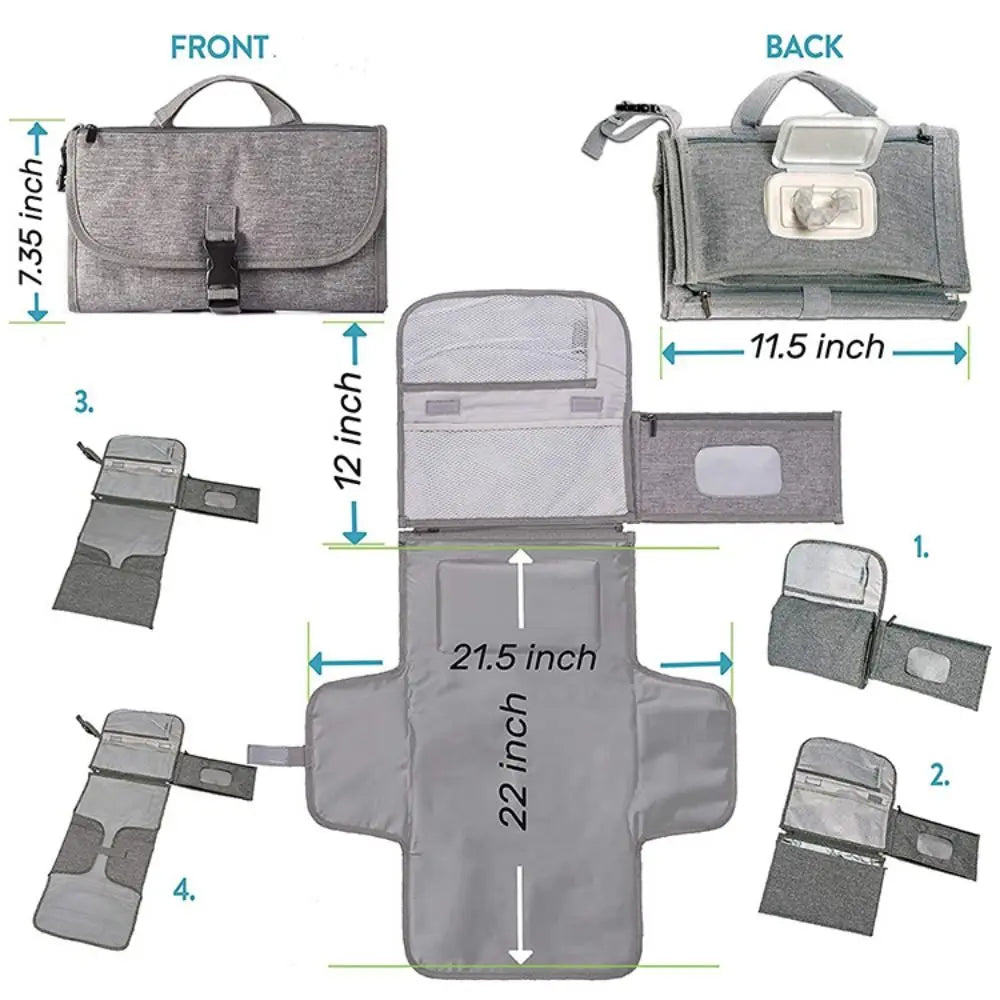🧼 SnugNappy™ Portable Diaper Changing Pad – Waterproof Travel Kit with Storage Pockets | Ideal Baby Shower Gift