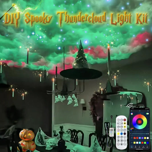 Halloween Decorations Thunder Cloud Lights LED for Ceiling 2/4sqm 3D Colorful Cloud Lights Kit for Game Room Decor Bedroom Porch