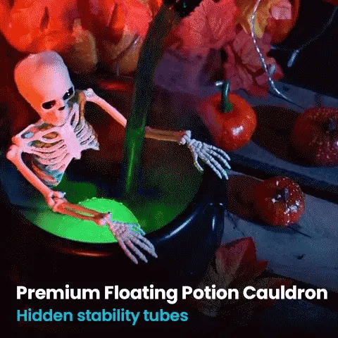Enchanted Mist™ Witch Cauldron – Fog Machine with Floating Bottle & LED Skull Lights